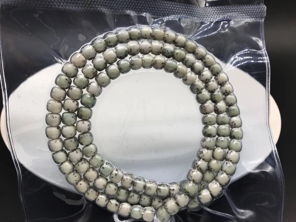 星月菩提石玉料大留白河豚108颗脖挂7×6mm