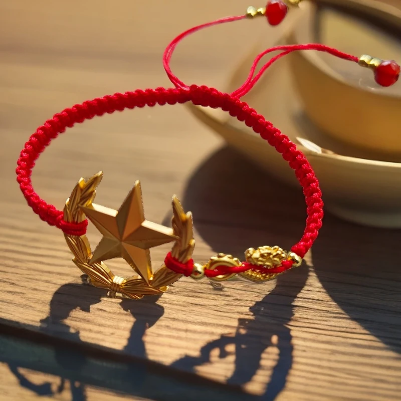 锌合金布艺手链 龙年新款五角星领花小龙手链兵哥哥送军嫂礼物