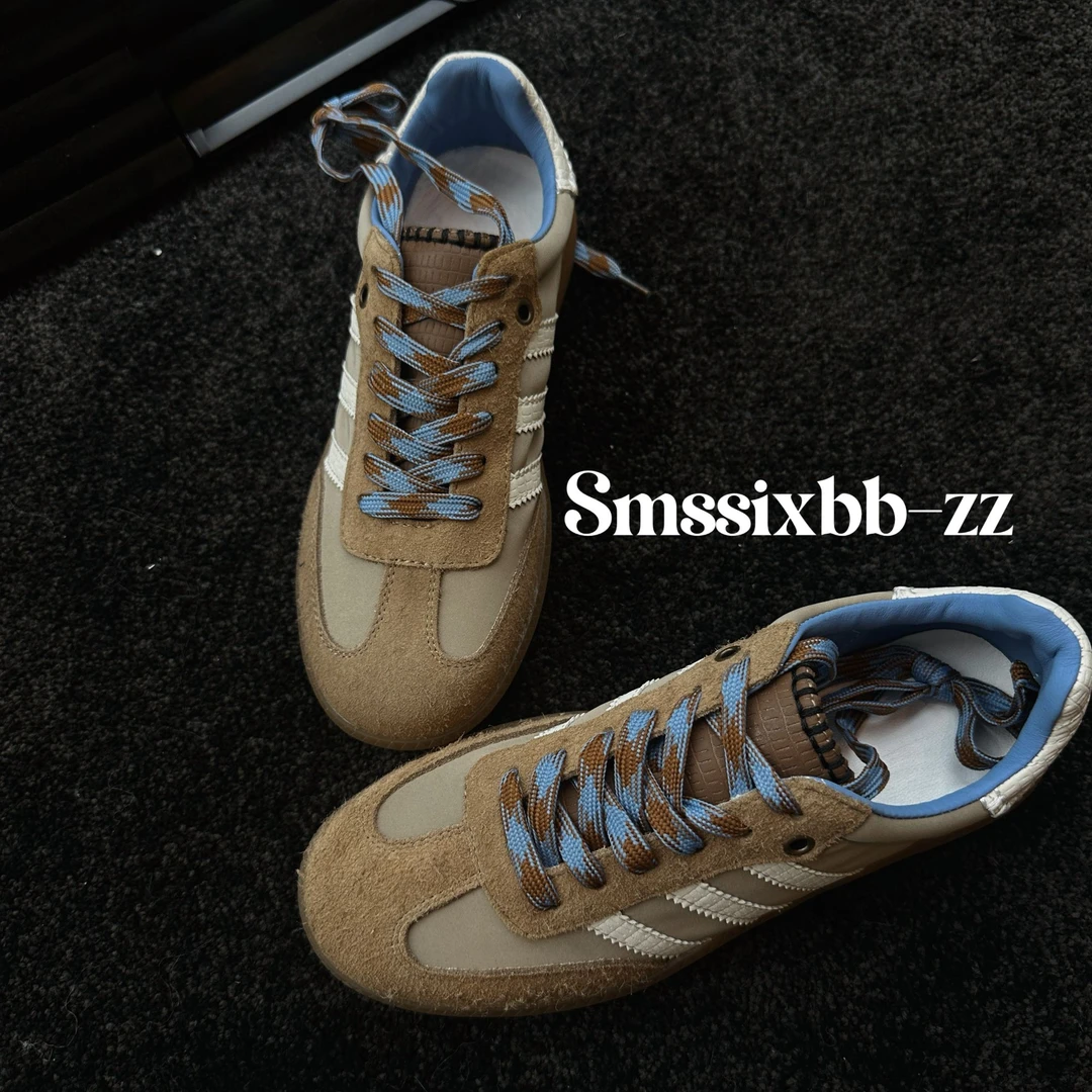 【在在】首尔新生 复古圆头拼接条纹系带德训鞋百搭时尚休闲阿甘鞋