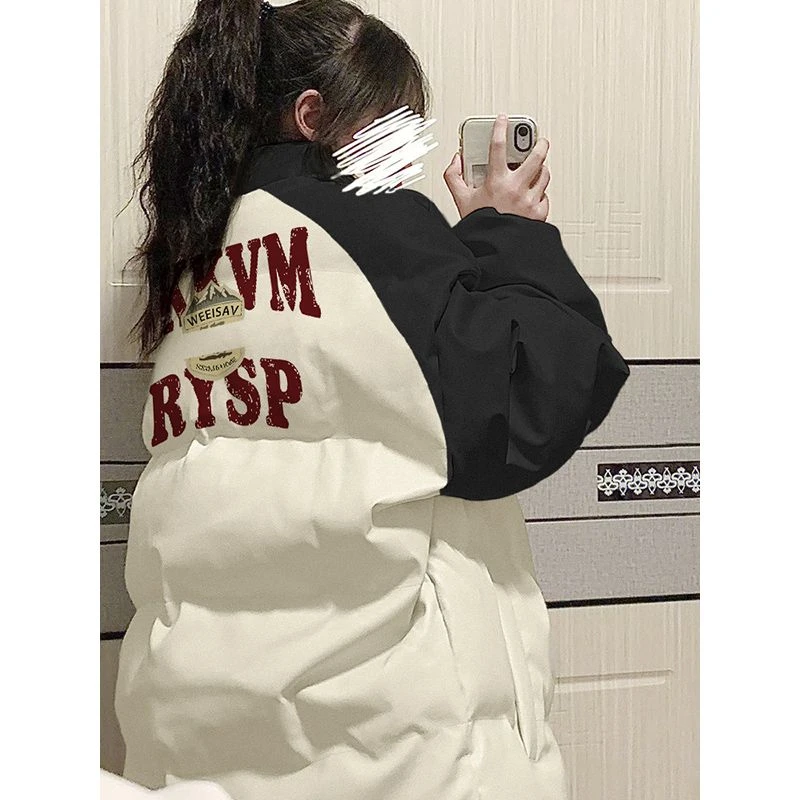 高级感超宽松插肩袖棉衣棉服女冬季潮牌美式小众加厚夹棉外套韩版