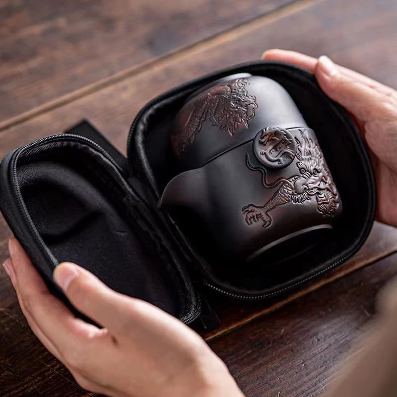 紫陶旅行茶具便携式快客杯户外茶具套装便携泡茶壶露营茶具套装