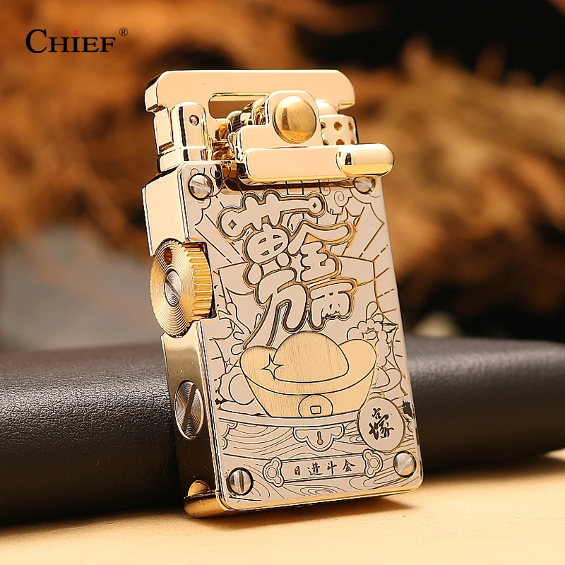 CHIEF/首领首领新款打火机摇臂一脚蹬弹射打火机轻奢高端送男士礼