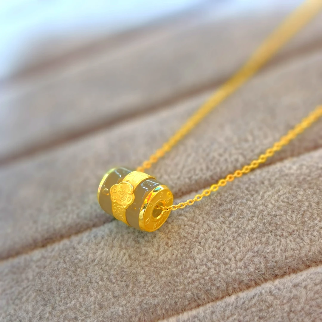 【阿祖严选】和田玉/足金999转金桶PBZJ207（赠合金链）