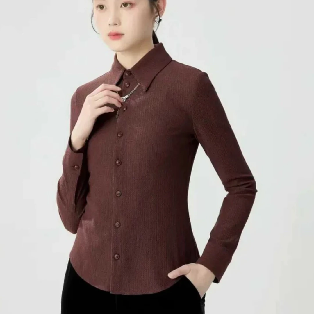 【商场同款】25春秋新款时尚水波纹肌理感弹力气质长袖衬衫1301038