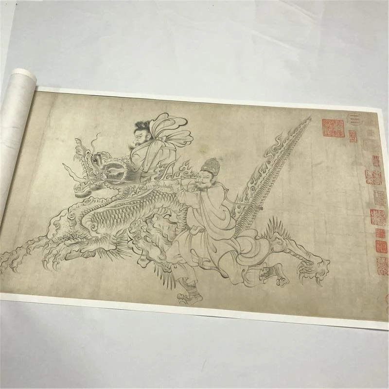 吴道子送子天王图国画复制白描人物宋代古画道家题材临摹原大微喷