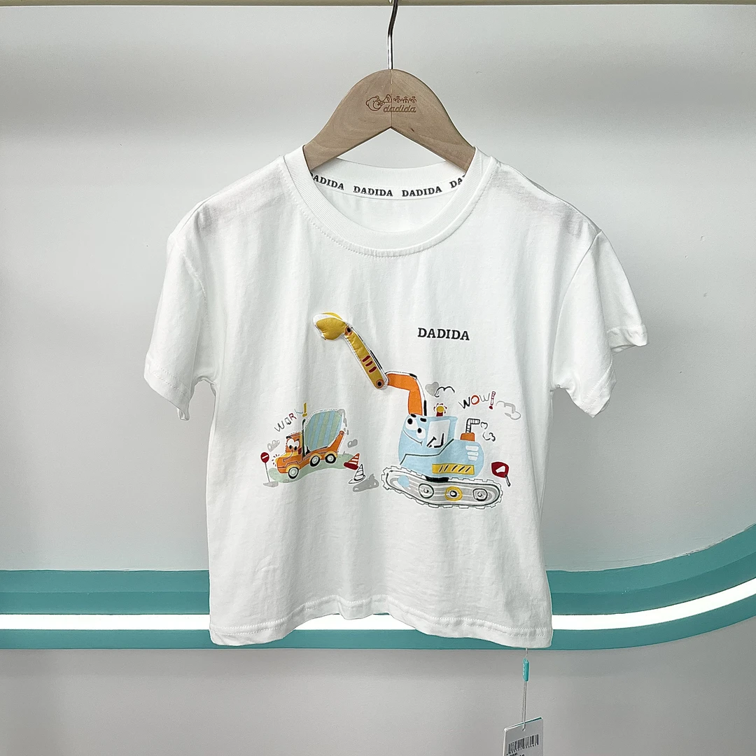 dadida/嗒嘀嗒夏季儿童节时尚印花休闲白色圆领T恤&805100065N