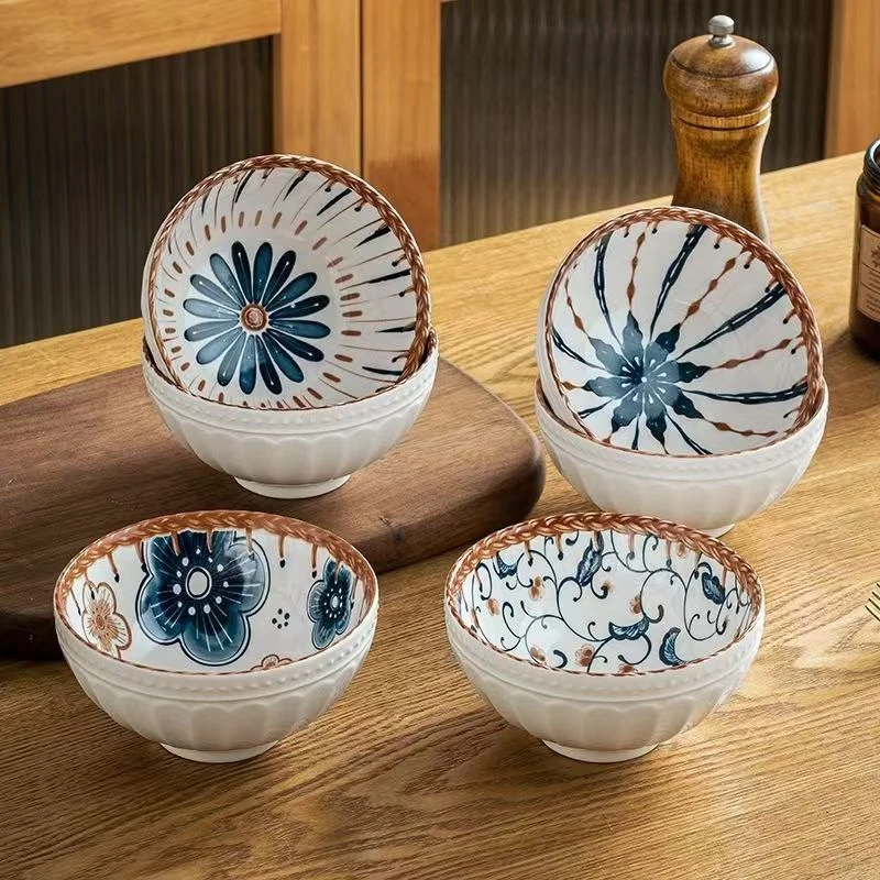 家用釉下彩4.8英寸南瓜碗花色随机4只装