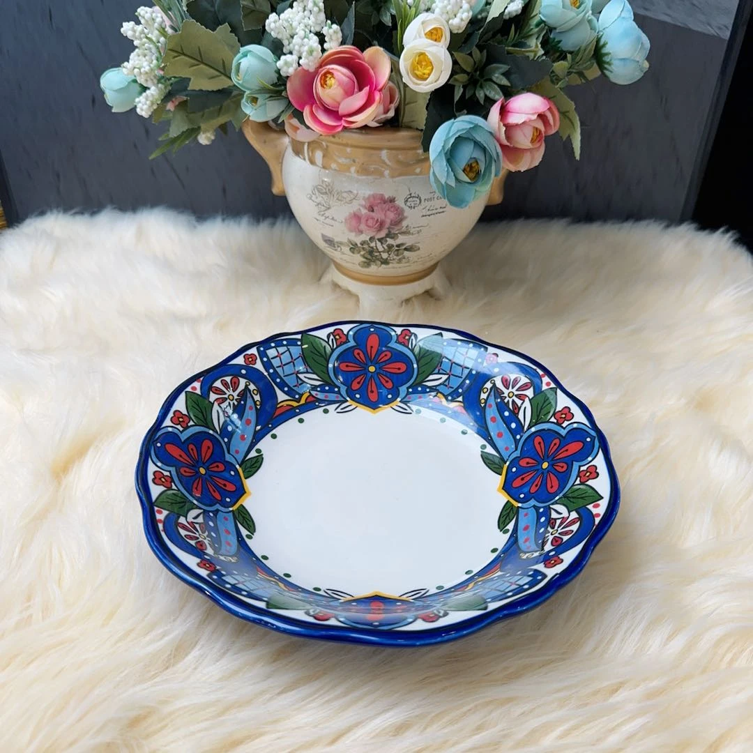 阿勒玛新疆包邮【紫色花海】加厚防烫轻奢餐具8.5寸拌面盘3个