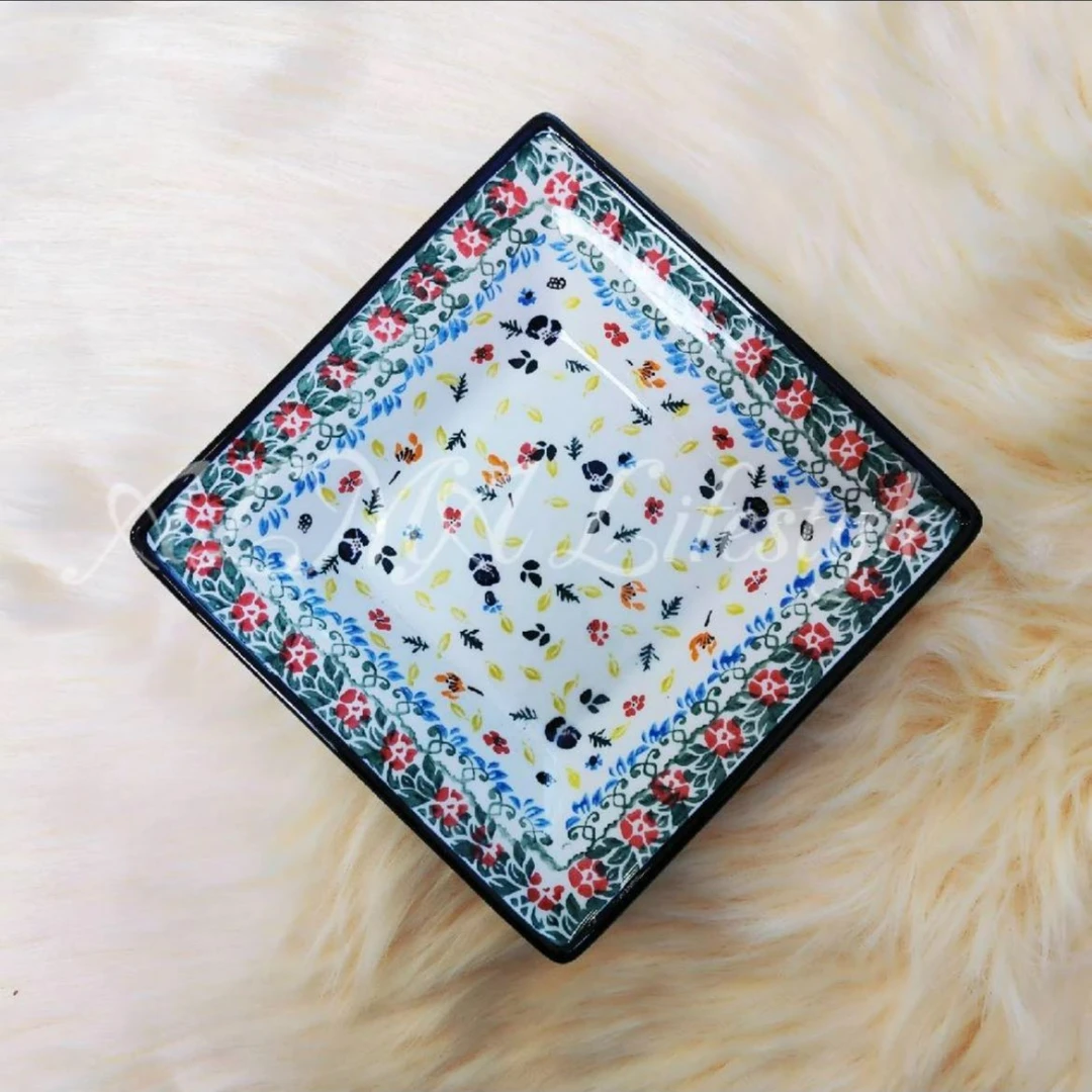 【妮娜专属】阿勒玛 新疆包邮【多彩生活】手绘8寸方盘家用加厚餐盘