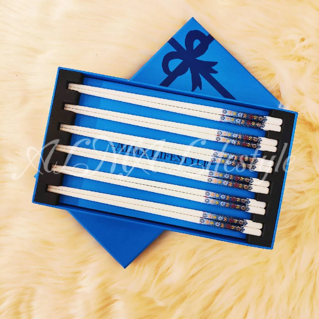 【妮娜专属】阿勒玛 新疆包邮【蓝贵夫人】手绘家用高档轻奢筷子欧式