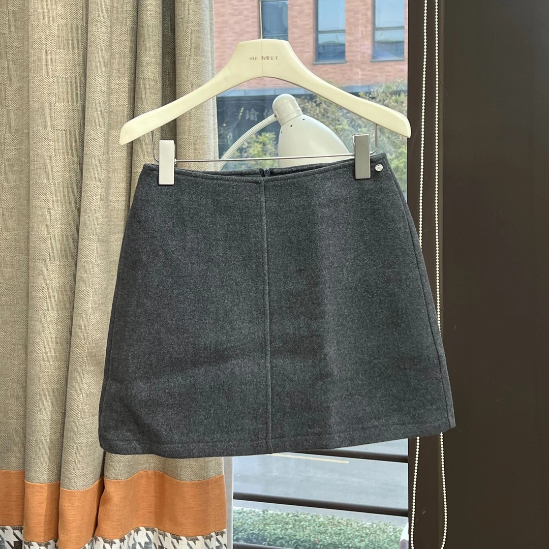 呢子百搭高腰半身裙