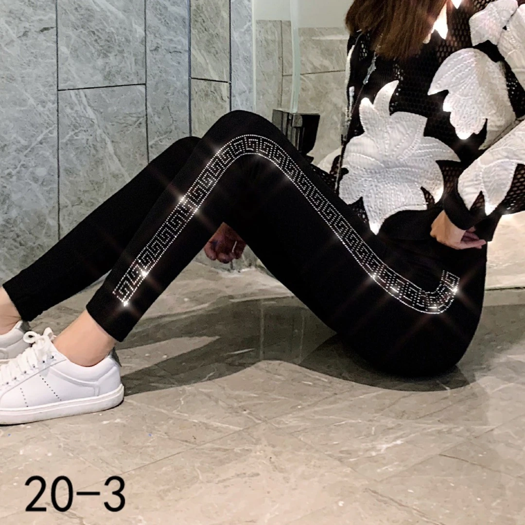 80-180斤 新款高腰弹力打底裤女外穿显瘦烫钻提臀百搭长裤1541