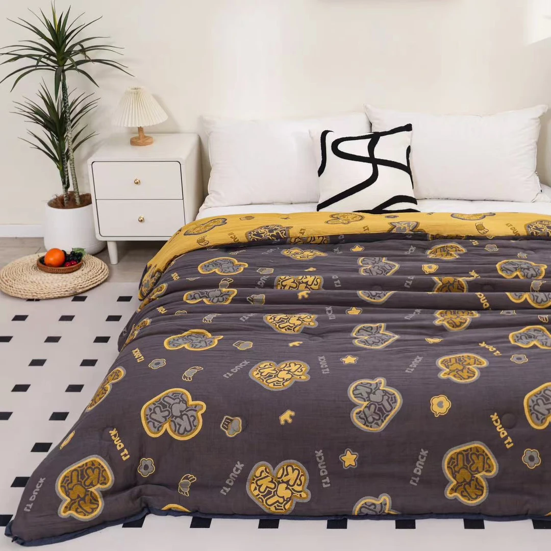 【黑金小黄鸭】纯棉双层纱秋冬被120*150cm