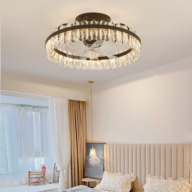 简约轻奢无叶餐厅时尚灯客厅静音吸顶风扇灯2025最新款大气上档次