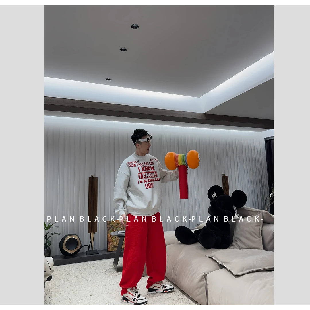 RICH陈发财【I Konw！】美式复古字母松弛感卫衣情侣长袖！6654