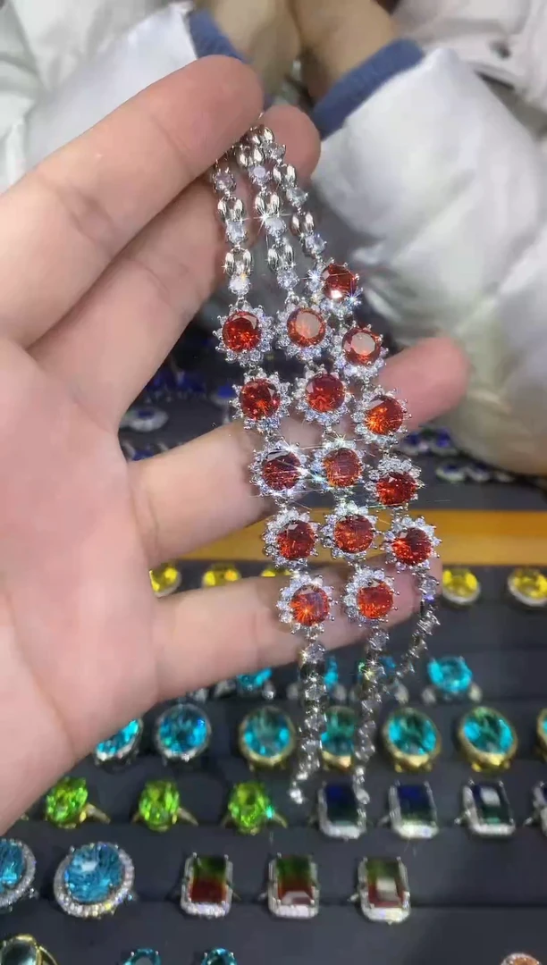 【闪购商品】彩色蓝宝石手链银S925镶嵌077