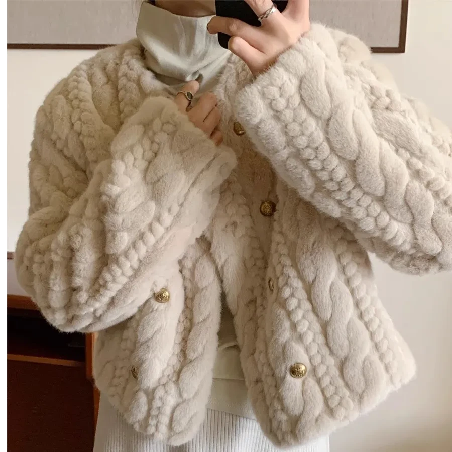 人造皮草 冬季百搭宽松时尚毛毛外套女洋气毛绒大衣加厚显瘦外穿