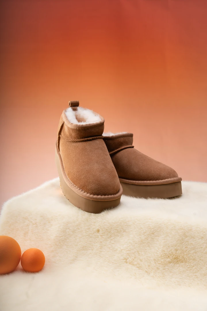 【厚底mini】桑坡新款女士经典厚底迷你羊皮毛一体雪地棉女鞋时尚