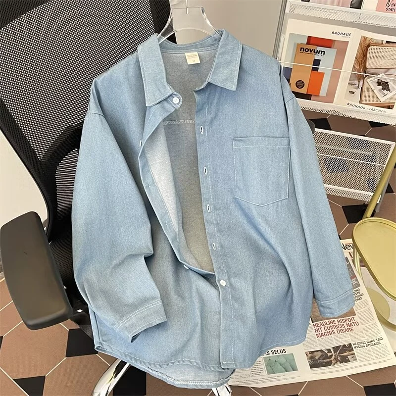 cityboy深蓝色牛仔衬衫女高级感设计vintage外套美式工装衬衣长袖