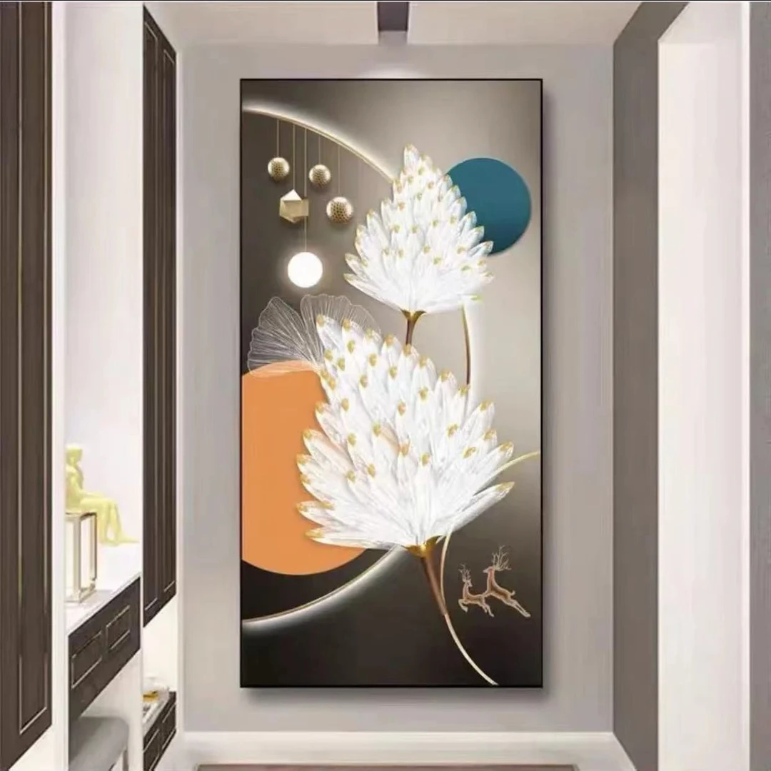 美临佳【家大业大】玄关装饰画现代过道走廊画竖版-晶瓷镶钻XG45