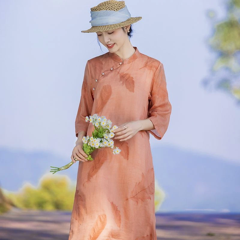 【玉佩定催红粉色】7253#中国风简约气质女装爆款国风复古改良旗袍