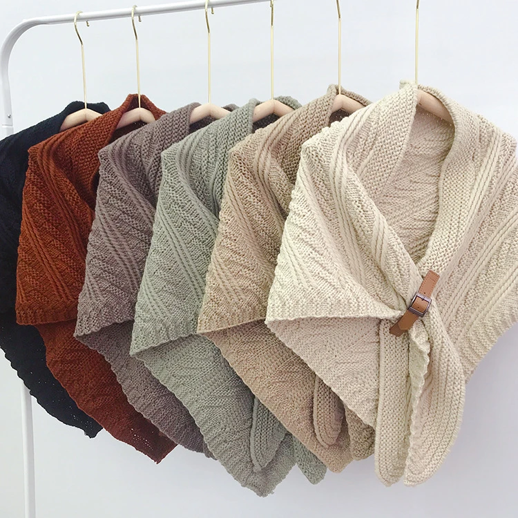 薄款韩版秋冬新款针织披肩外搭加厚三角斗篷女士高档围巾毛线围脖