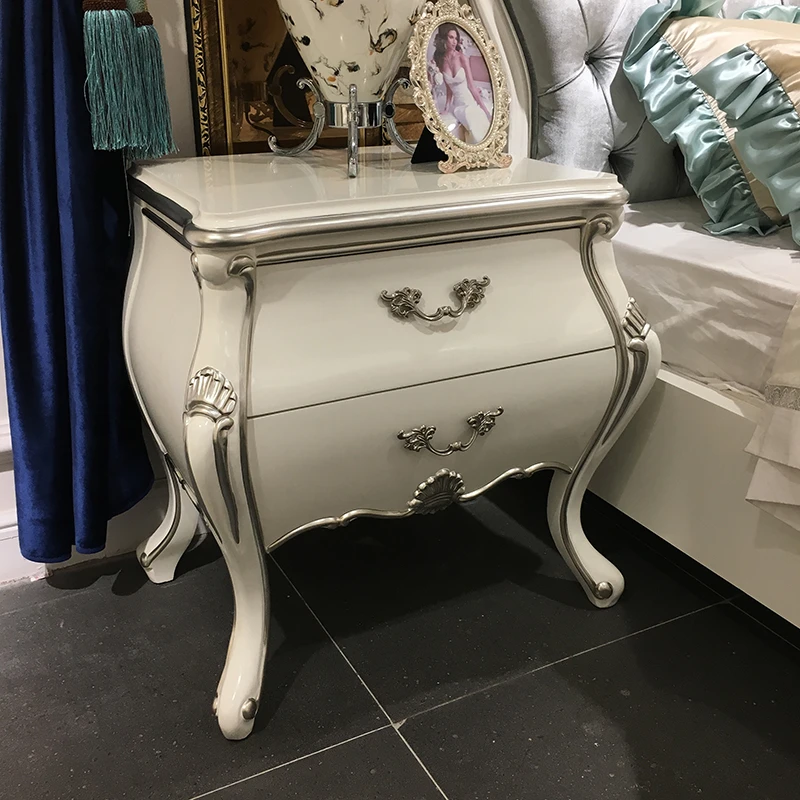 锐森贵族 欧式床头柜奢华床头收纳柜实木雕花迷你柜子新古典边柜