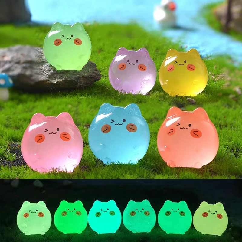 diy微景观可爱夜光小猫 创意手作配件猫咪摆件