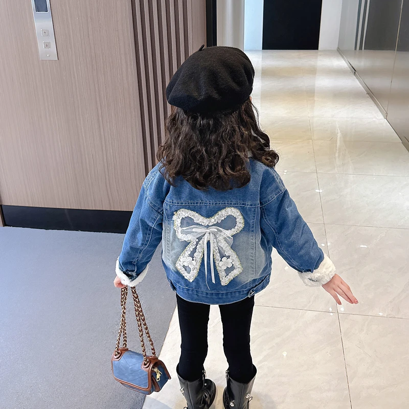 女童外套冬装2023新款儿童加绒加厚牛仔外套小女孩秋冬上衣潮