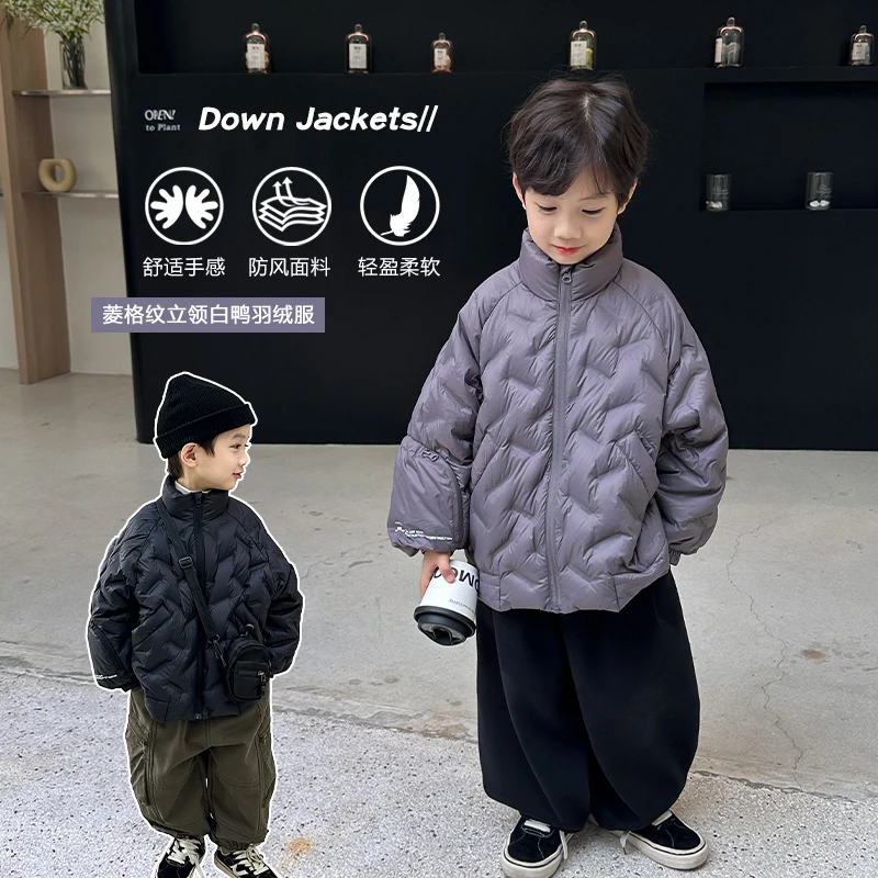 男童羽绒服儿童冬装外套2024冬季新款保暖上衣宝宝90白鸭绒童装潮