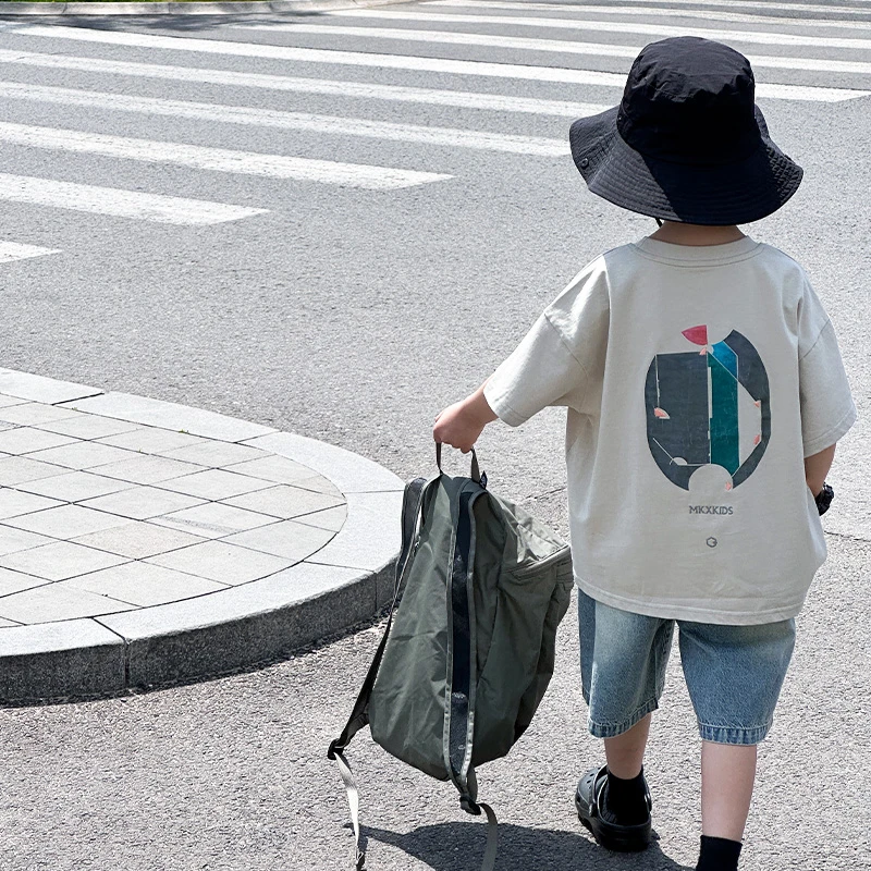 方糖家男童夏装短袖T恤卡通上衣2024新款儿童帅气半袖上衣夏季