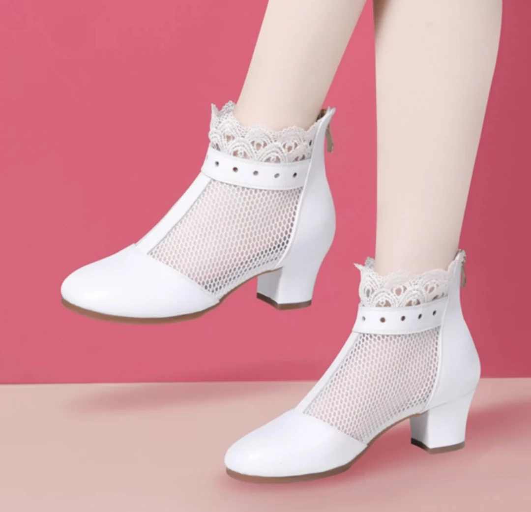 夏季新款皮＋网舞蹈鞋