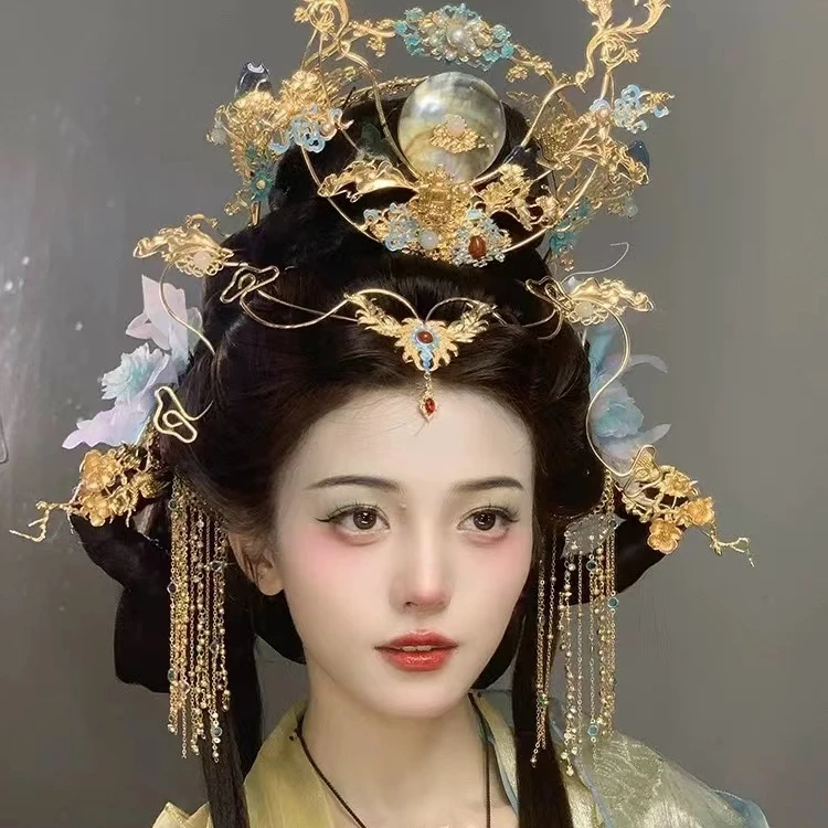 异域风敦煌飞天超仙发冠古风发冠额饰发饰新中式全套汉服HF086