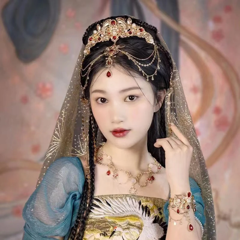 原创古风汉服额头发饰异域风公主头饰流苏发冠民族风大气女HF112