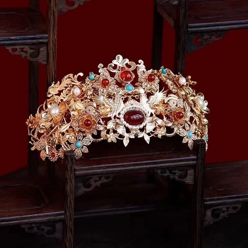 古风汉服原创凤流苏发簪发饰高级感超仙头饰发冠手工套装HF333