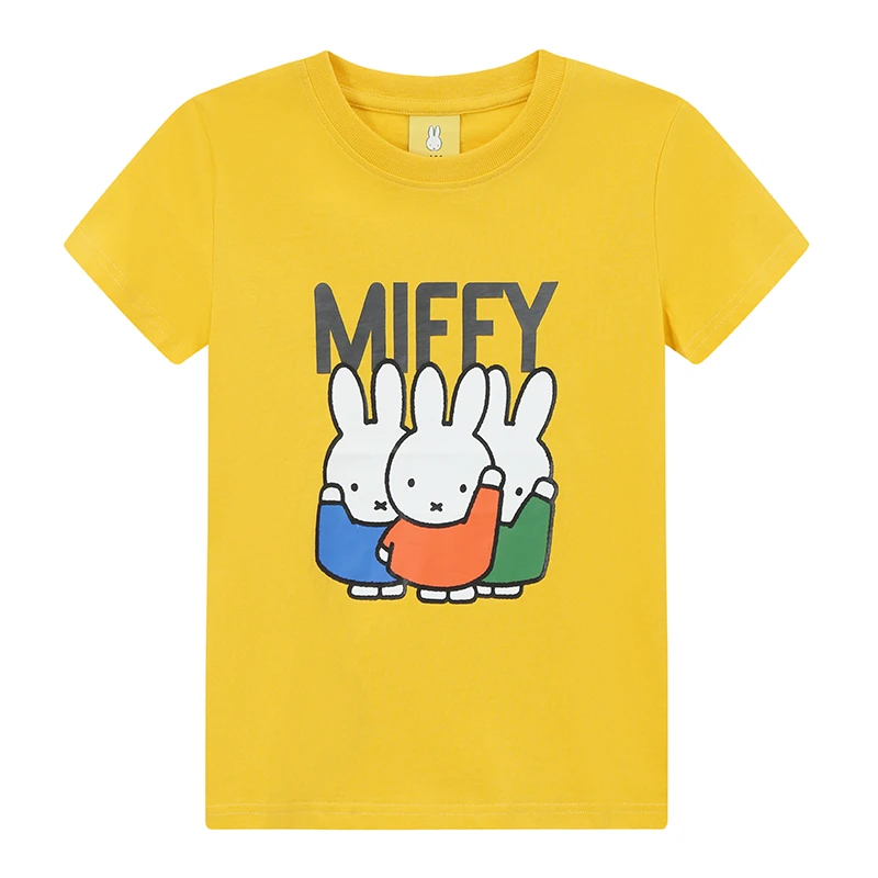 MIFFY/米菲圆领前胸3只彩兔举手洋气短袖T恤薄款纯棉3313013202