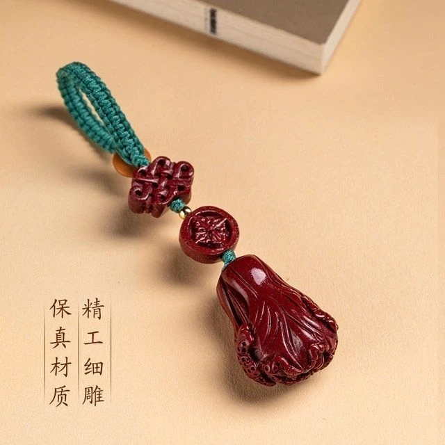含辰砂工艺品朱砂紫金砂百财汽车钥匙扣男女手工编织白菜钥匙汽车