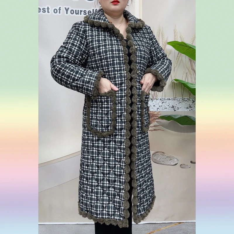 加绒加厚长款妈妈装棉衣棉服女装冬季过膝大棉袄保暖外套女长款