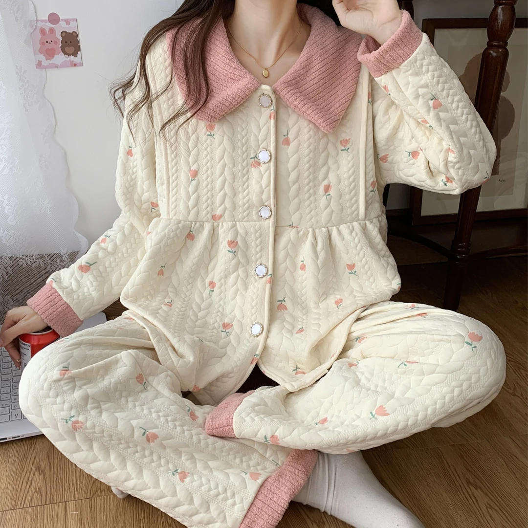 【空气棉】秋冬季厚款月子服夹层棉孕妇装后喂奶哺乳待产服吸汗暖冬