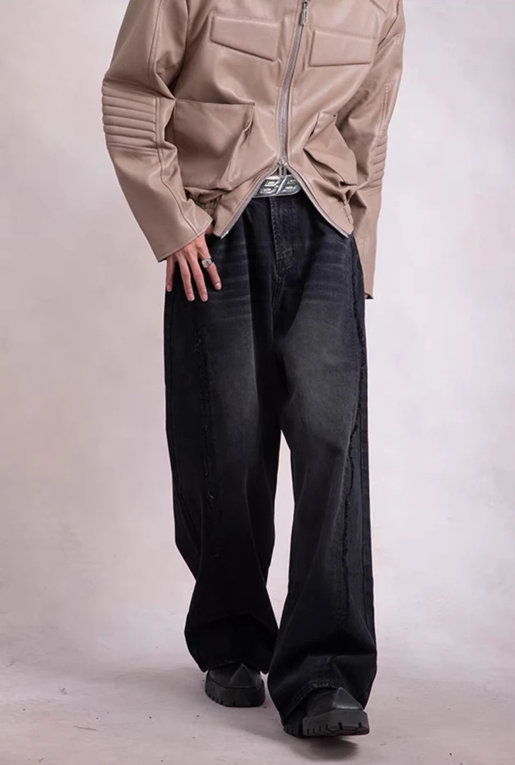 9266#明星都都在穿的品质无需多言！洗水重工流苏设计显腿长牛仔裤