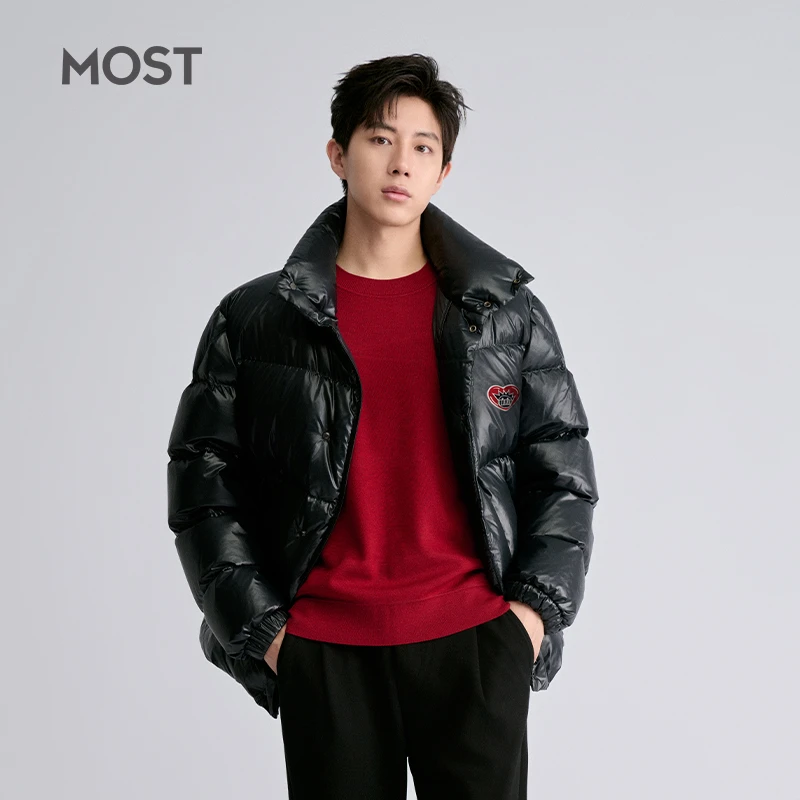 MOST/姆氏德羽绒服男冬短款宽松立领面包服黑色加厚外套C44337227
