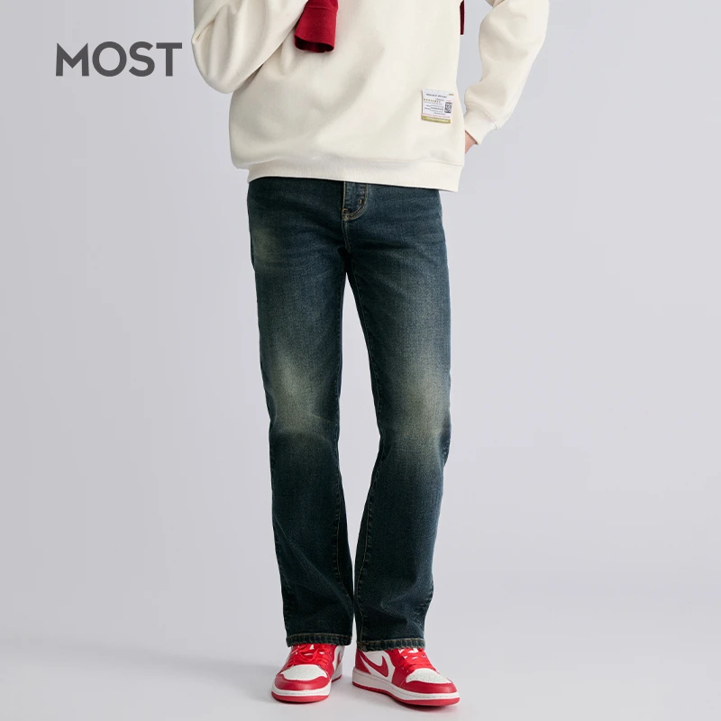 MOST/姆氏德美式潮流怀旧蓝牛仔裤冬季新款直筒裤微弹力C44262250
