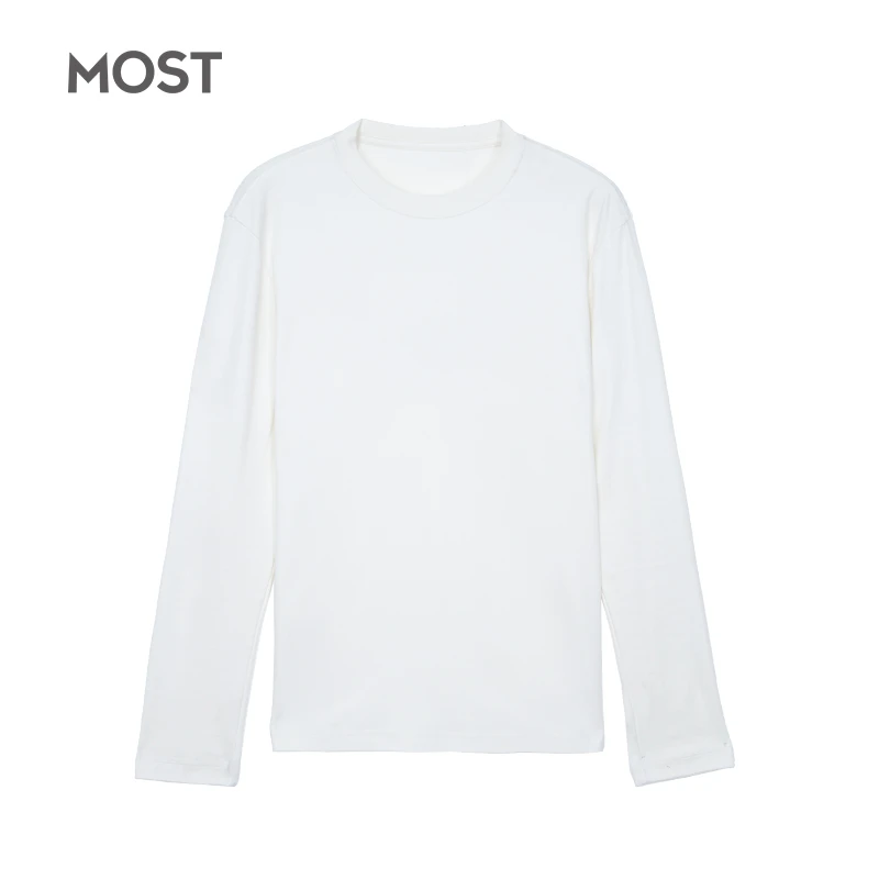 MOST/姆氏德秋季纯棉长袖t恤男纯色内搭白色打底衫衣服C43213173