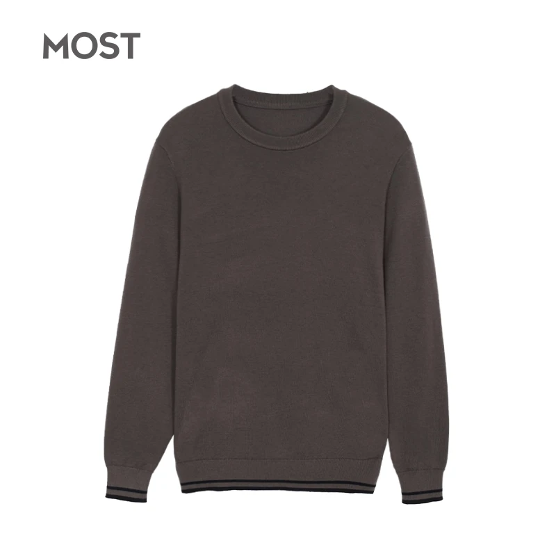 MOST/男装灰粽色圆领线衫简约针织衫高级感男毛衫C33119008