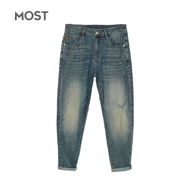 MOST/姆士德高端蓝色牛仔裤男夏季修身宽松男士休闲长裤C42262098