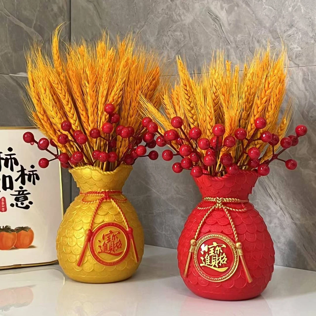 天然黄金大麦干花束福袋钱袋子客厅摆放花金黄麦穗装饰乔迁仿真花