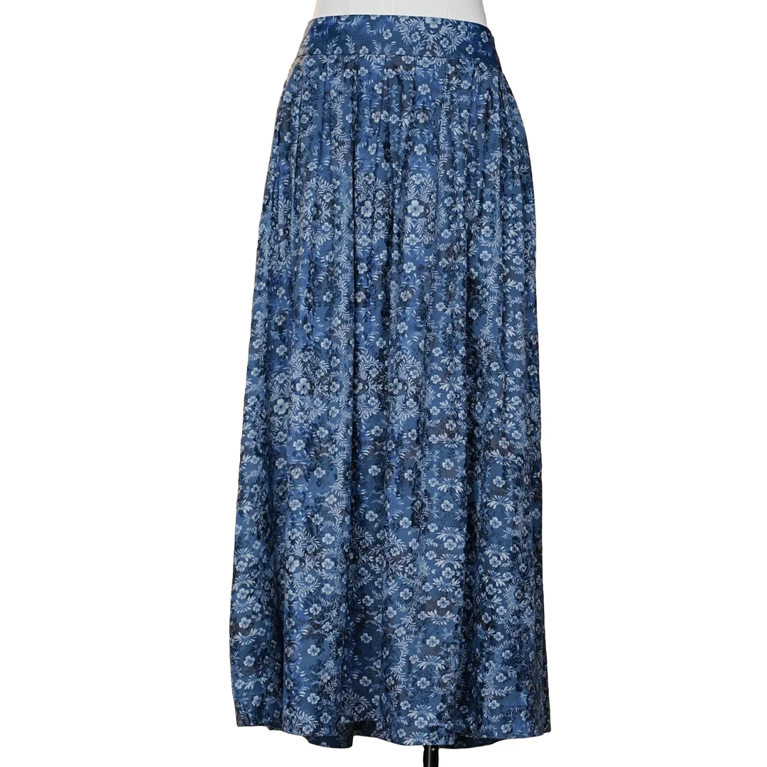 【蔚蓝花海】中式重工香云纱改良简约半身裙百褶裙百搭半裙6115