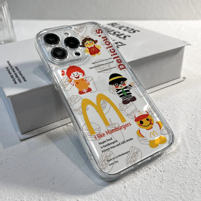 M记小丑苹果15透明14promax壳13pro防摔12高级11全包XR硅胶XS创意