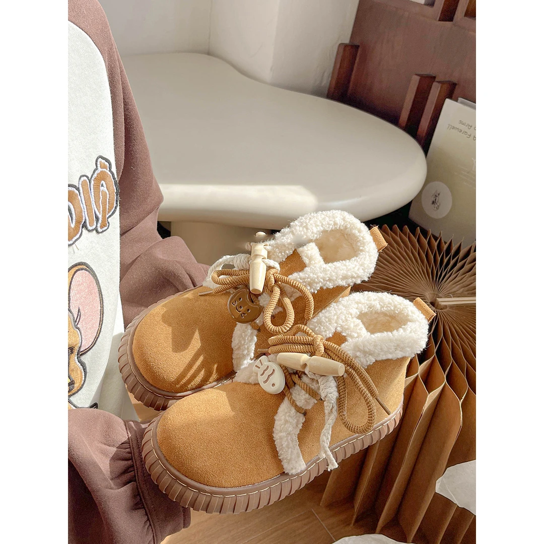 奶fufu的鞋子雪地靴女款2024新款冬季加绒女鞋毛毛鞋棉鞋