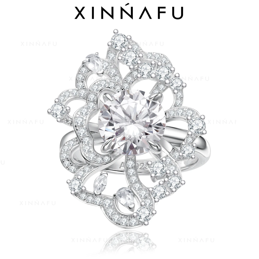 925银合成锆石戒指 “浪漫花语”3卡戒指轻奢气质百搭